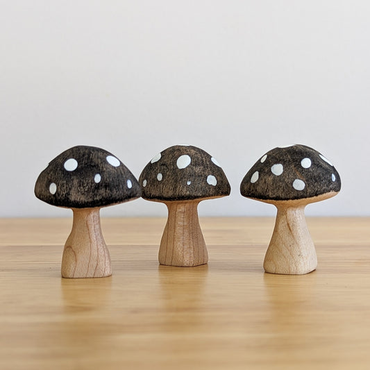 PRE ORDER Black Mushroom Wooden Toy