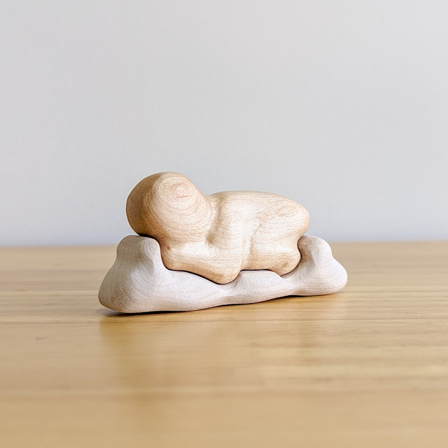 Sleeping Baby Sculpture - Maple Wood