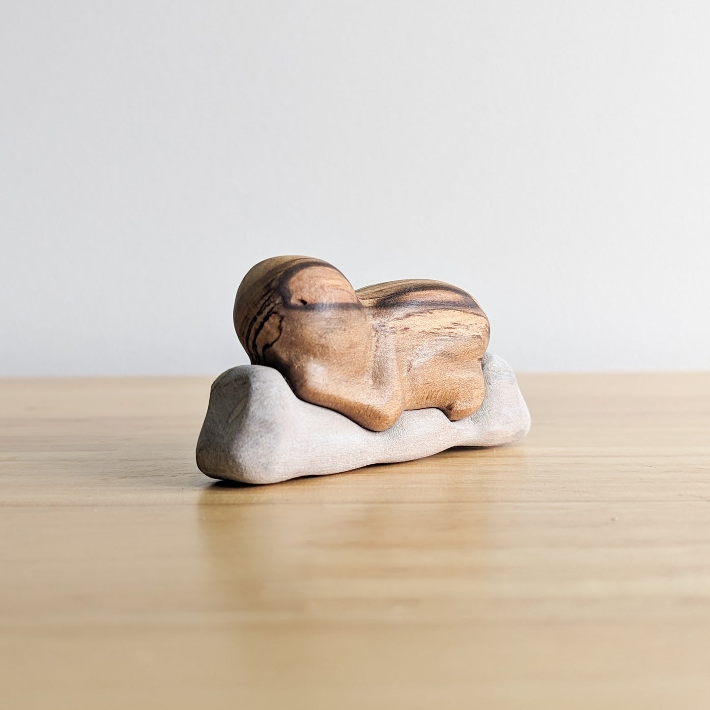 Sleeping Baby Sculpture - Sassafras Wood