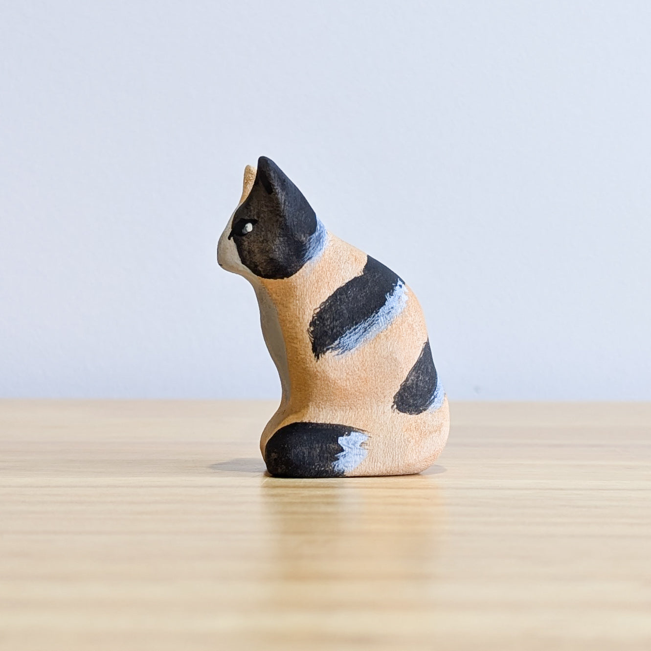 Cat Sitting Wooden Toy - Tabby, Black, Ginger, Calico