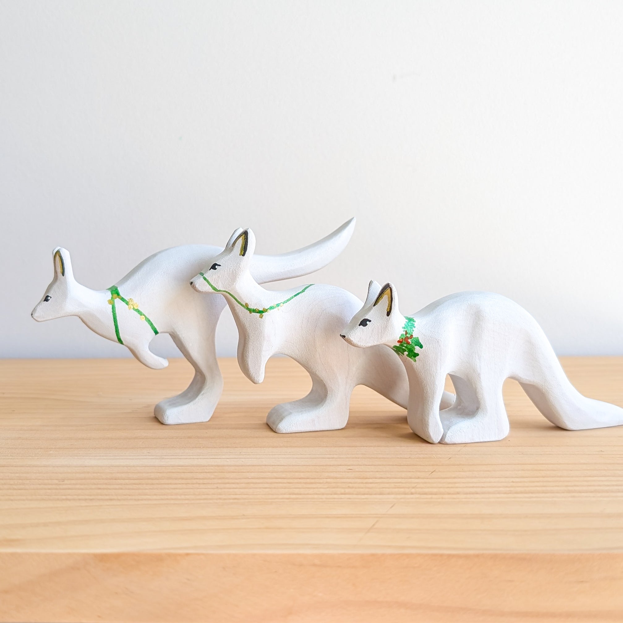 Snow Kangaroo - White Boomers - Wooden Toy