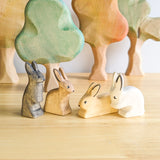 Laying Bunny Rabbit Wooden Toy